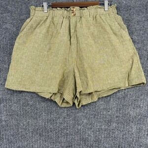 Ava & Viv linen shorts women's XL olive green paperbag pull on euro summer